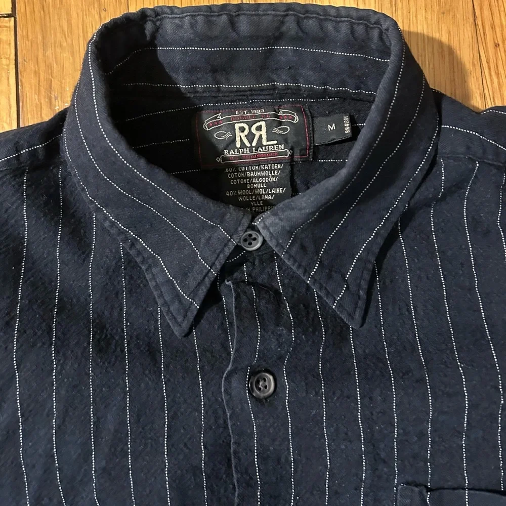 🔥 POLO RALPH LAUREN DOUBLE RL PINSTRIPE BUTTON DOWN SHIRT